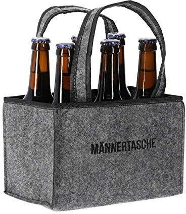 MC Trend Flaschenträger aus Filz Flaschentasche Männerhandtasche für 6 Flaschen Bierträger Männer Handtasche Geschenkverpackung (Männertasche)
