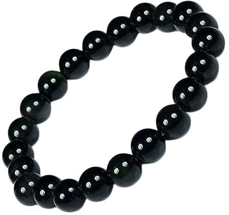 Black Tourmaline Bead Bracelet Chakra Energy Healing Protection Relieves Stress Anxiety Gift for Men & Women 8mm