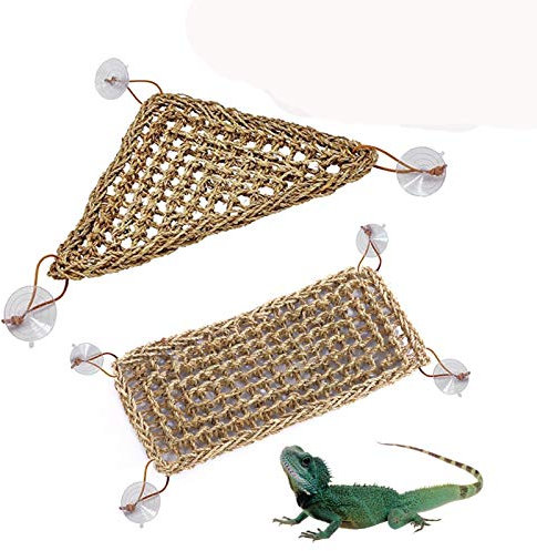 eginvic Reptilien Hängematte, Mit Saugnapf, Mesh Reptile Hängematten Für Chamäleon, Eidechsen, Gecko, Schlangen (rechteckig 40x17cm / Dreieck 20x20x28cm)
