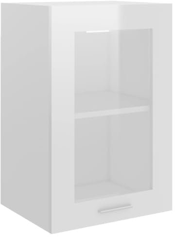 vidaXL Hängeglasschrank 2 Regalböden Hängeschrank Einbauküche Küchenzeile Küchenmöbel Oberschrank Küchenschrank Hochglanz-Weiß 40x31x60cm Holzwerkstoff