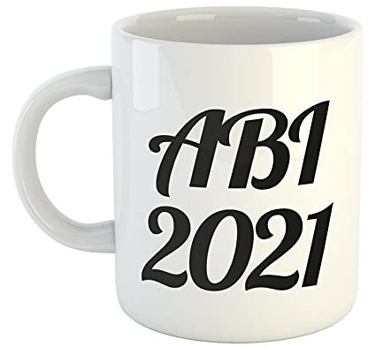 Hellweg Druckerei Huuraa Kaffeetasse ABI 21 Abitur 2021 Geschenk Idee Keramik 330ml Kaffee-Becher mit Abschluss Motiv