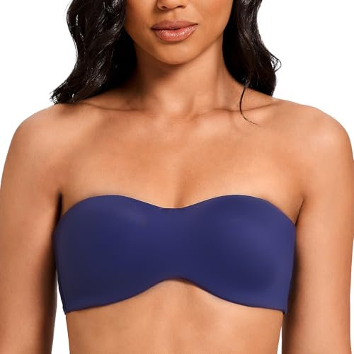 MELENECA Donna Minimizer Reggiseno Senza Spalline Invisibile con Ferretto Senza Imbottito Blu 3D