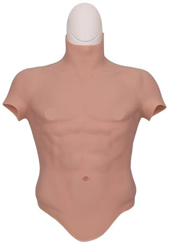 SUAISKR Costume de musculature réaliste en silicone pour homme - Faux torse masculin pour cosplay et Halloween, bronze, Small