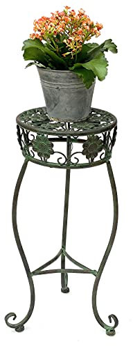 DanDiBo Blumenhocker Metall Grün Rund 50 cm Blumenständer 96008 S Blumensäule Antik Pflanzenständer Pflanzenhocker Vintage