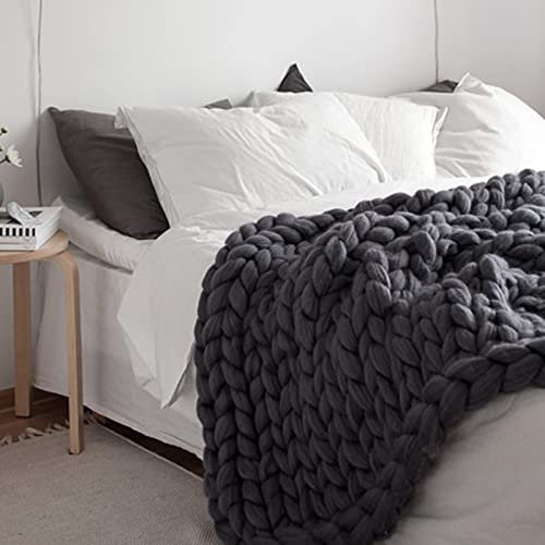 YZJJ Grob Gestrickte Kuscheldecke Decke Wolle sperrig handgestrickt werfen weiche Sofadecke Haustierbett, Merino Wolldecken weiches gemütliches Polyester, Dicker geflochtener Knoten