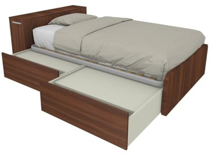 MOBILFINO CAMERETTE Queensize-Bett 120x190 mit Container – Ideal für Kinderzimmer - Kopfzeile Links, Noce Canaletto