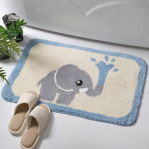 ZZDXL Badezimmerteppich Beige Elefant Duschvorleger rutschfest Badematte Saugfähig Badvorleger Gross Badteppich Mikrofaser Badteppiche Maschinenwaschbar40×60cm