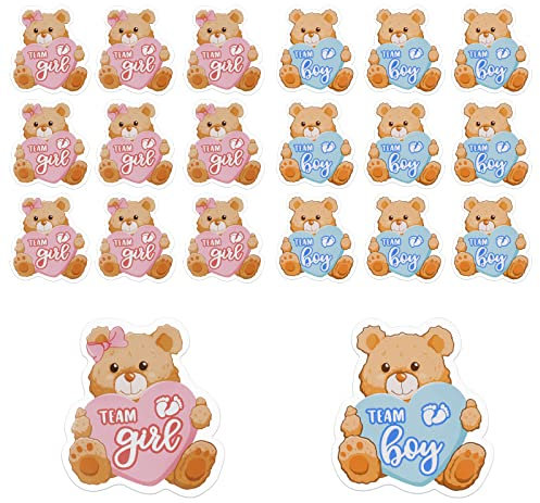 BOFUNX 80pcs Adesivi Baby Shower Genere Rivelare Adesivi Gender Reveal Party Genere Rivelare Etichette Team Boy Team Girl Decorazione per Festa Battesimo