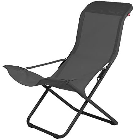 Fiam Fiesta - Anatomischer Liegestuhl, verstellbar für den Außenbereich, Gestell aus Aluminium, schwarz lackiert, Stoff Texfil Schwarz