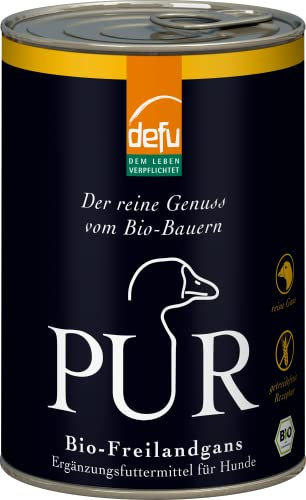 defu Hundefutter | 1 x 400 g | PUR Bio Freilandgans | Premium Bio Nassfutter | Ergänzungsfuttermittel für Hunde