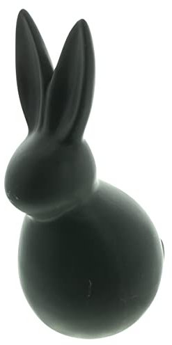 FRANK FLECHTWAREN Osterdeko Mattschwarz lackiertes Porzellan, Dekofigur, Dekohase, Hase Black, Osterhase, Moderne Osterdeko, Tischdeko, Geschenk für Hasenfreunde Höhe ca. 26 cm