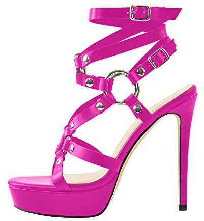 MissHeel Sandales à talons hauts pour femme, Rose, 44 EU