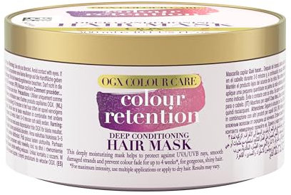 OGX Colour Care Deep Conditioning Hair Mask, feuchtigkeitsspendende Haarmaske mit UVA/UVB-Schutz, schützende Haarkur für coloriertes Haar, reichhaltige Haarpflege Maske (300 ml)
