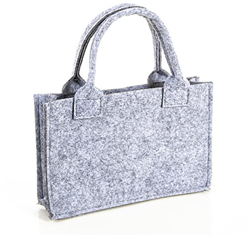 Logbuch-Verlag Kleine Geschenktasche Filz grau 21 x 14 x 6 cm Filztasche mit Tragegriff Geschenkverpackung Geburtstag Hochzeit neutral
