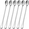 Favuit Latte Macchiato Löffel Set, 23 cm Lange Griff Eislöffel 6-teilig Edelstahl Kaffeerührer Cocktail Rührlöffel Longdrinklöffel Kaffeelöffel Set für Eistee Dessert Cocktail Eisbecher(Silber)