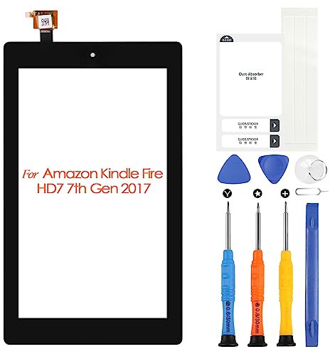 Tactile Écran pour Amazon Kindle Fire HD 7 7th Digitizer Écran pour Kindle HD 7 2017 Verre Écran Remplacement avec Outils(Noir，Non LCD Display)