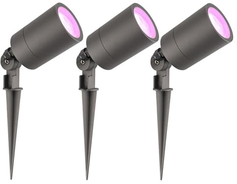 Ledvion - 3X RGBWW LED Strahler, Anthrazit, IP65, 5W, RGBWW, 2 Meter Kabel, LED Strahler, Außen Garten Spot