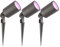 Ledvion - 3X RGBWW LED Strahler, Anthrazit, IP65, 5W, RGBWW, 2 Meter Kabel, LED Strahler, Außen Garten Spot