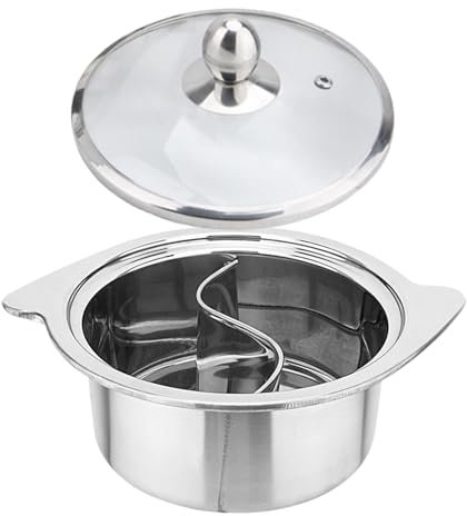 LOVIVER chaude en acier inoxydable, table de cuisson à Induction, ustensiles de cuisine chinois double face pour Restaurant et ménage, 16 cm avec couvercle