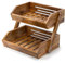 G.a HOMEFAVOR Acacia Wood Fruit Basket, 2 Tier Fruit Stand Bowl Holder Bread Vegetable Storage Rack for Kitchen Countertop