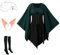 NFAOEGJ Damen Mittelalter Kleid - Traditionelles Irisches Gothic Kostüm für Halloween Cosplay Renaissance Mit Elfenohren, Haarschmuck, Overknee Socken (Grün, M)