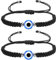 Devenirriche 2Pcs Evil Blue Eye Bracelets, Couples Evil Eye Bracelets, European and American ethnic style black bracelet for Women Men Girls Boys Couples and Friend