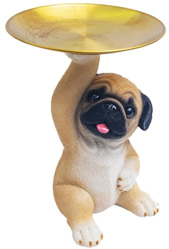 Kexpery Kunstharz, Handwerk, dekorativ, Statue, Mops, vielseitig, Tierskulptur, Aufbewahrungstablett, Mops Hund, Schlüssel, Aufbewahrungstablett, Wohnzimmer, Flur, Heimdekoration (Suppo