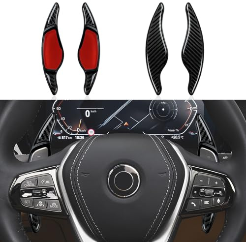 2PCS Lenkrad Schaltpaddel Verlängerung Schaltwippen Aufkleber Cover Trim Kompatibel mit 3er G20/5er G30/6er G31/7er G11/8er G14/X3 G01/X4 G02/X5 G05/X6 G06/X7 G07/Z4 G29 Zubehör (schwarz)