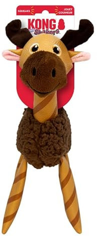 KONG Floofs Shakers - Flauschiges Fleece mit Quietscher und Kunstlederbeinen - Hundespielzeug (Moose, Medium)