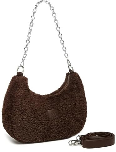 cotwoco Umhängetasche Damen klein Handtasche - Plüsch Hobo Bag Stylische Crossbody Bag,Damen Halbmond Tasche Schultertasche mit verstellbarem Gurt für Verabredungen, Einkaufen und Reisen