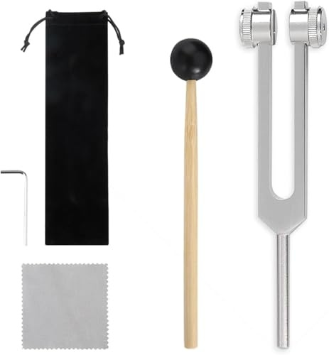 128Hz Tuning Fork for Healing Set with Silicone Hammer, Aluminum Alloy Tuning Fork for Pain Relief, Sound Healing, Chakra Balancing, and Meditation, for Voice Healer Music Yoga Teacher (Silver)