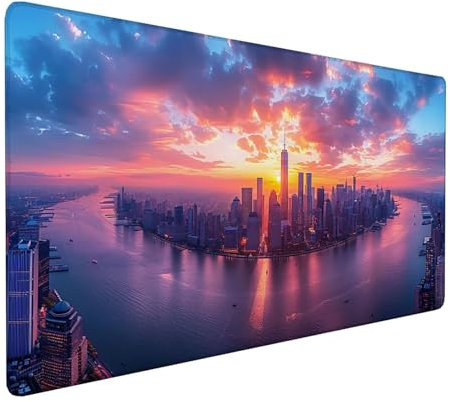 Alfombrilla Ratón XXL 1000x500x3mm, Gaming Alfombrilla Ratón Ciudad, Alfombrilla Escritorio con Base de Goma Antideslizante, Alfombrilla Teclado y Raton, Pc Gaming Accesorios, Regalos, Naranja O-7-G