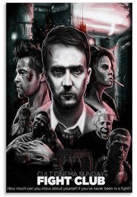 HUEAEHAHE Fight Club Film 1 Poster Zimmer Dekorative Leinwand Poster Druck Wandkunst Dekor Poster 40 x 60 cm (16 x 24 Zoll) Ohne Rahmenstil
