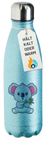 Huuraa Flasche Koala Comic Geschenk 500ml Blue Wasserflasche Koala Geschenkidee