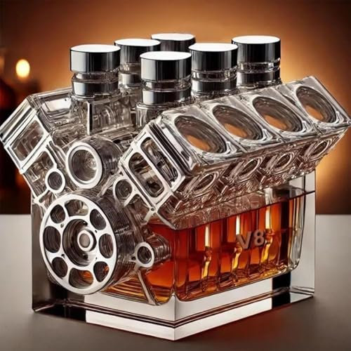 V8 Moteurs À Whisky Bouteille, V8 Moteurs Formez Une Bouteille D'alcool, Fiole De Style MoteurV8, Design Artisanal En Résine Haut De Gamme, Une Carafe De Moteur De Voiture Pour Les Amateurs D'alcool