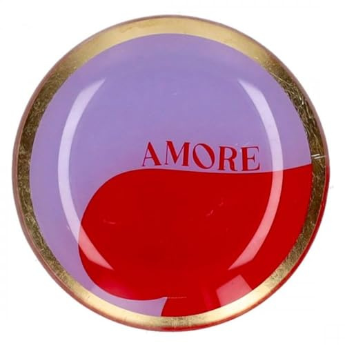 Giftcompany Love Plates, Glasteller S, Motiv: Amore, rund, lila/rot
