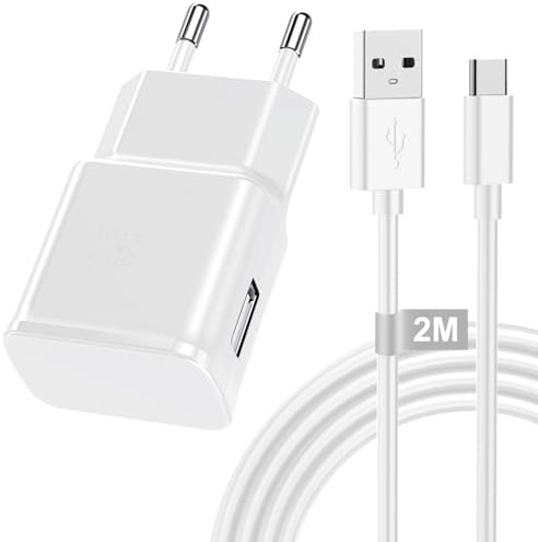 Cargador Samsung Carga Rápida 15W con 2M Cable Cargador USB C Carga Rapida para Galaxy S20/S10/S9/S8+/Note/A52/A53/A54 5G,Xiaomi, Enchufe USB Samsung Adaptive Charger Movil