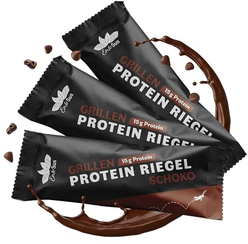 EntoSus Protein Riegel Schoko 50g - 15 g Protein/Riegel | High Protein Snacks ohne Zuckerzusatz | Laktosefrei, nachhaltig & ballaststoffreich | Grillen Proteine | Made in Germany - 3 Stk