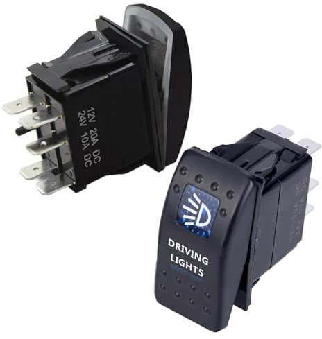 Kippschalter für Autos, 20 A, 12 V, LED-beleuchtete Wippschalter, 5-polig, 2 Positionen, Kippschalter, 2 Stück, 2 Stück