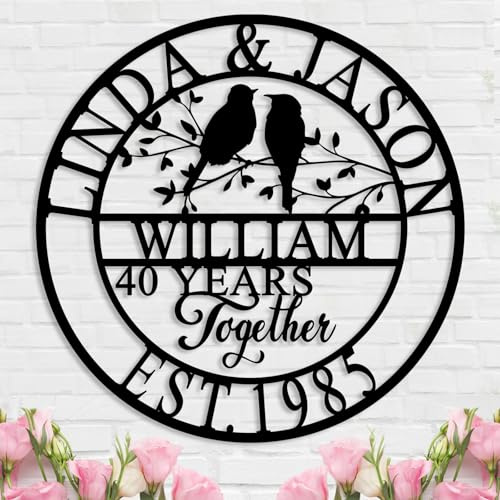 Personalized Metal Sign 50th/60th/40th/30th/25th/10th/1th Anniversary Wedding Gifts for Couples Parent Husband Wife Custom Family Name Last Name Home Decor