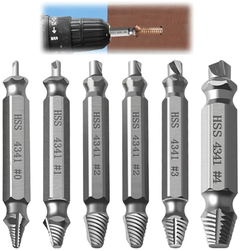 6 Stück Broken Screw Extractor Schraubenausdreher Kit, Allzweck HSS 4341 Schraubenausdreher, Werkzeuge Heimwerker Reparaturen, Einfach Aus Verrostete oder Abgenutzte Schrauben in Metall, Holz, Auto