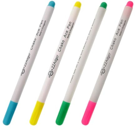 YAPKOLV Wasserlöslicher Näh-Marker, 4-teiliges Set löschbarer Marker, Stoff-Marker, verschwindender Marker für Näharbeiten