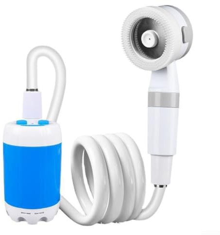 Feeshoppher Camping Showers Outdoor Shower System Portable Camping Shower Pump Rechargeable Battery Operated Shower Head with USB Charging Cable for Outdoor Travel Hiking Car Washing Pet Cleaning