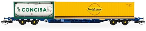 Hornby TT TT6031 Touax KFA Container Wagon with 1x20 & 1x40 Containers, Orange/Silver, 18 cm