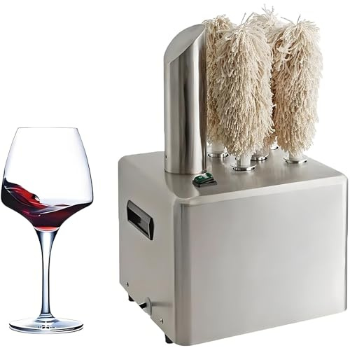 Commercial Electric Wine Glass Polisher Winery Wine Glass Polishing Machine with Polishing Cloth and Hot Air Drying System,Glassware Polishing Machine for Bars and Cafes 5heads