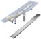 Aquabad Duschrinne SDS Pro 80 cm gebürsteter Edelstahl inkl. Haarsieb, Abgang senkrecht, Blende BORD, linearer Bodenablauf, Komplettset