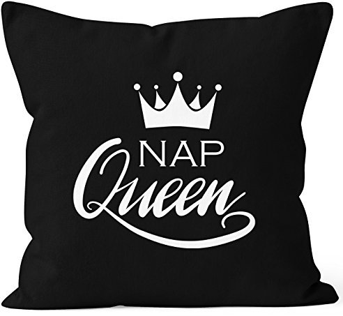 MoonWorks Kissenbezug NAP Queen Crown Kissen-Hülle Deko-Kissen Baumwolle schwarz 40cm x 40cm