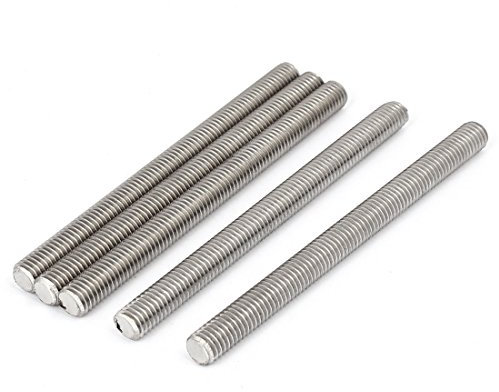 sourcing map 5 Stück Gewindestangen M8x100mm Edelstahl 304 Gewindestift Metrischem Vollgewinde Bar Gewindestäbe für Befestigung CNC-Werkzeugmaschinen 3D-Drucker Industrie Geräte