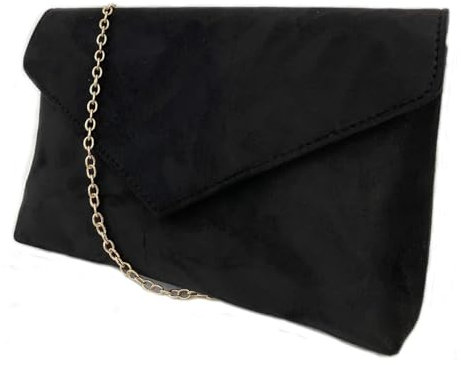 LeahWard Women's Faux Suede Leather Clutch Bag Wedding Party Evening Purse Handbags (Black)