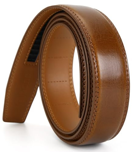 Nelbons Herren Gürtel Ratsche Automatik Gürtel für Männer 35mm Breit Ledergürtel, Ohne Schnalle (braun N5, Länge 130cm Geeignet für 30-43 taille)…